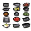 3 PCS Japanese Style Melamine Chafing Dish Soy Sauce Dish Dipping Bowls Side Dishes Plate Canape Plate Black-A23
