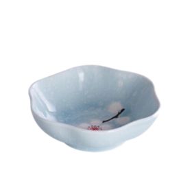 2PCS Japanese Style Plum Blossom Chafing Dish Soy Sauce Dish Dipping Bowls-Blue