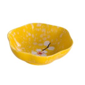 2PCS Japanese Style Plum Blossom Chafing Dish Soy Sauce Dish Dipping Bowls-Yellow