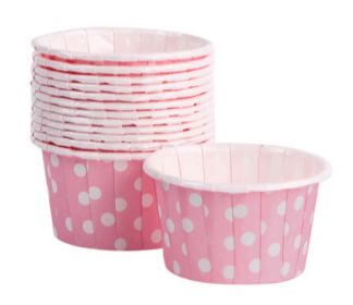 50 Cute Creative Durable Cake Baking Disposable Cups, Pink And Wave Points
