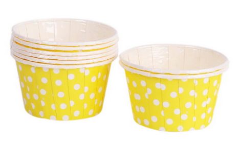 50 Cute Creative Durable Cake Baking Disposable Cups, Yellow And Wave Points