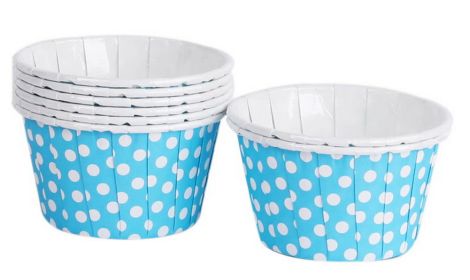 50 Cute Creative Durable Cake Baking Disposable Cups, Blue And Wave Point