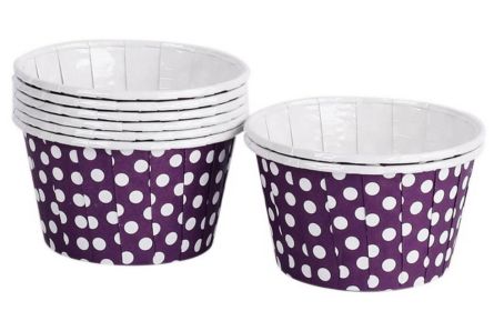 50 Cute Creative Durable Cake Baking Disposable Cups, Purple And Wave Points