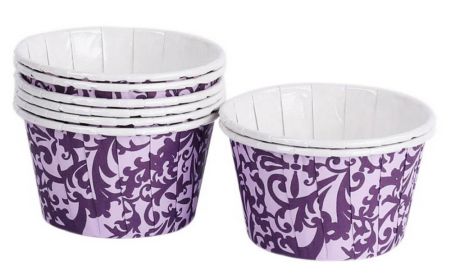 50 Cute Creative Durable Cake Baking Disposable Cups, Purple Pattern