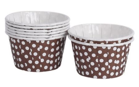 50 Cute Creative Durable Cake Baking Disposable Cups, Brown And Wave Points