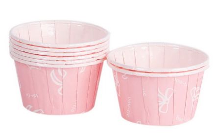 50 Cute Creative Durable Cake Baking Disposable Cups, Pink Bottom And Bow