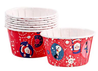50 Cute Creative Durable Cake Baking Disposable Cups, Red Christmas Pattern