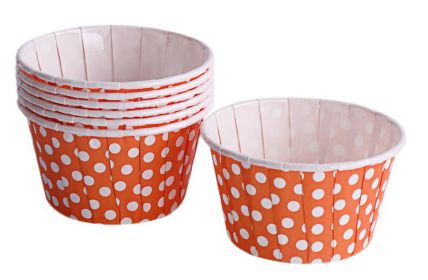 50 Cute Creative Durable Cake Baking Disposable Cups, Orange And Wave Points