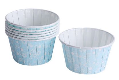 50 Cute Creative Durable Cake Baking Disposable Cups, Blue Bottom And Snowflake
