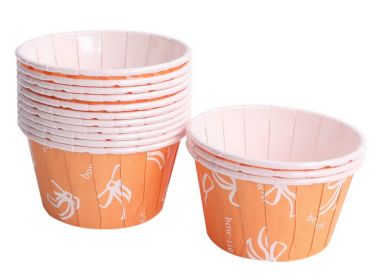 50 Cute Creative Durable Cake Baking Disposable Cups, Orange Bottom And Bow