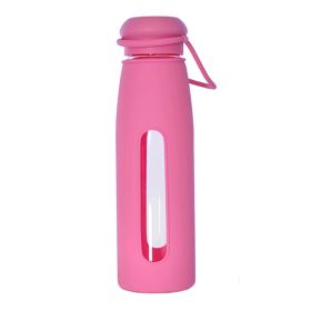 500ML Lovely Glass Water Bottle with Silicone Sleeve Pink