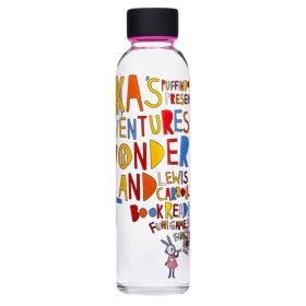 Creativity 550 ML Glass Water Bottle With Glass Wrapper Alphabet Red