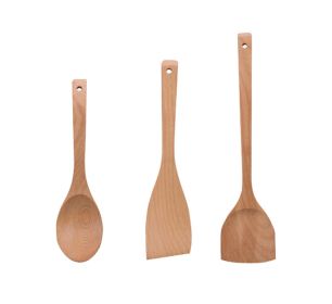 Wooden Kitchen Tools Cooking Utensils Set, 2 Spatulas+Soup Ladle