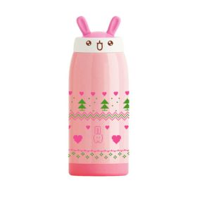 Lovely Rabbit Insulated Kids Stainless Steel Water Bottle 350ml Pink