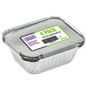 Aluminum 1 lb. Pan with Board Lid 4-Packs - Nicole Home Collection Case Pack 48