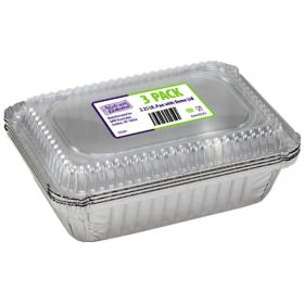 Aluminum 2.25 lb. Oblong Pan with Dome Lid 3-Packs - Nicole Home Collection Case Pack 48