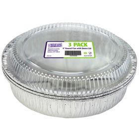 Aluminum 9" Round Pan with Dome Lid 3-Packs - Nicole Home Collection Case Pack 36